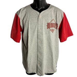 Vintage Brooklyn League Jersey Style Shirt XL Grey Button Up Short Sleeve V Neck